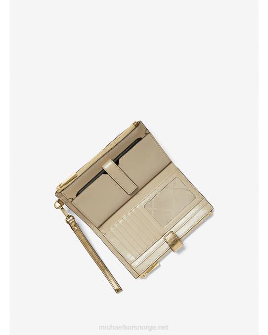 Michael Kors adele smarttelefonlommebok i metallisk vevd skinn kvinner LDNL1581 blekt gull