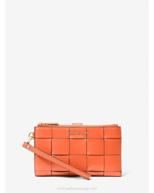 Michael Kors adele smarttelefonlommebok i vevd skinn kvinner LDNL1578 optisk oransje