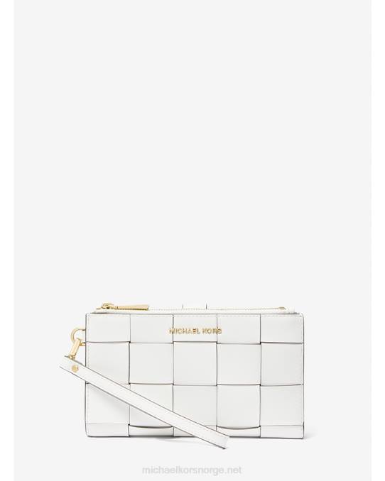 Michael Kors adele smarttelefonlommebok i vevd skinn kvinner LDNL1582 optikk hvit