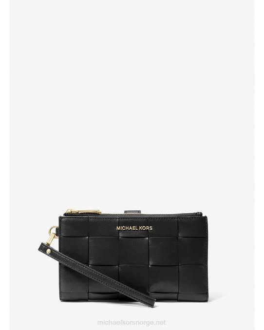 Michael Kors adele smarttelefonlommebok i vevd skinn kvinner LDNL1584 svart
