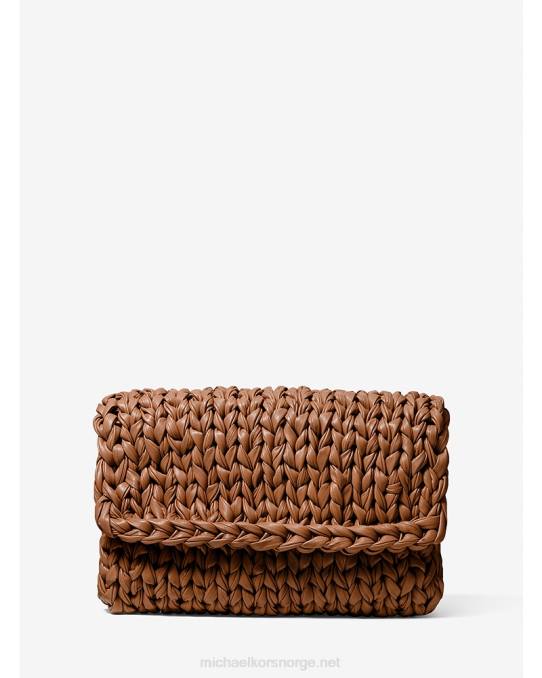 Michael Kors kolleksjon carly håndstrikket konvoluttclutch i skinn kvinner LDNL1643 kastanje