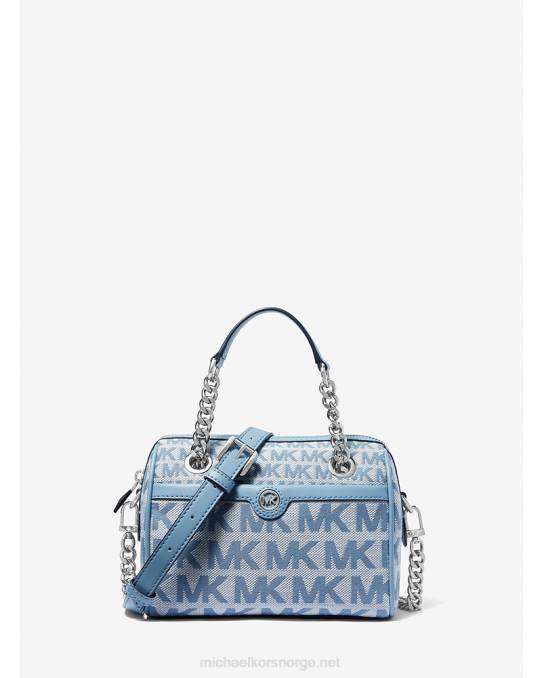 Michael Kors blaire ekstra liten logo jacquard duffel crossbody bag kvinner LDNL943 chambray
