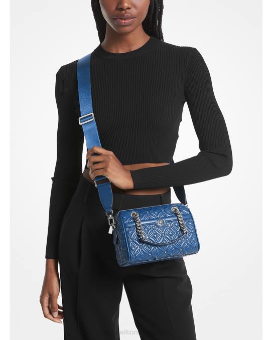 Michael Kors blaire ekstra liten quiltet duffel crossbody-veske i imitert skinn kvinner LDNL676 elveblå