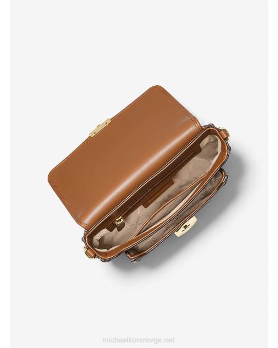 Michael Kors bradshaw medium logo og messenger bag i skinn kvinner LDNL966 brun/eikenøtt