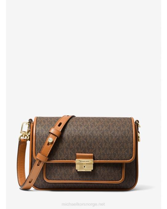 Michael Kors bradshaw medium logo og messenger bag i skinn kvinner LDNL966 brun/eikenøtt
