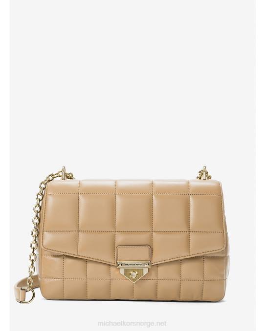 Michael Kors ekstra stor soho skulderveske i vattert skinn kvinner LDNL988 kamel