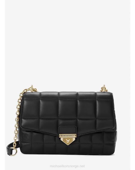 Michael Kors ekstra stor soho skulderveske i vattert skinn kvinner LDNL998 svart