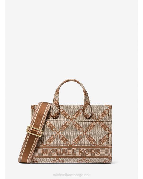 Michael Kors gigi small empire logo jacquard messenger bag kvinner LDNL854 naturlig/bagasje