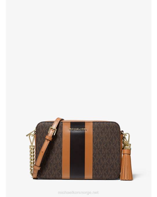Michael Kors ginny crossbody-veske med medium logostripe kvinner LDNL750 brun/eikenøtt