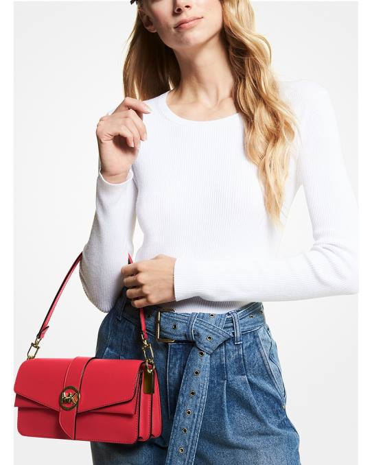 Michael Kors greenwich medium skulderveske i saffianoskinn kvinner LDNL921 Høyrød