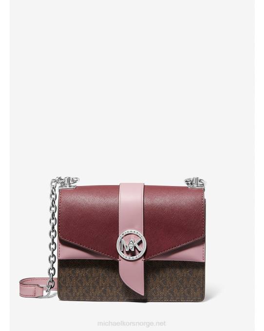 Michael Kors greenwich small-logo og saffiano-skinn crossbody-veske kvinner LDNL1003 ryl pnk mlt