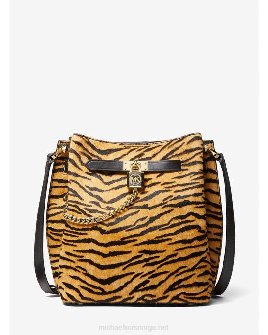 Michael Kors hamilton legacy medium tiger print kalvehår messenger bag kvinner LDNL920 fløyelsblomst