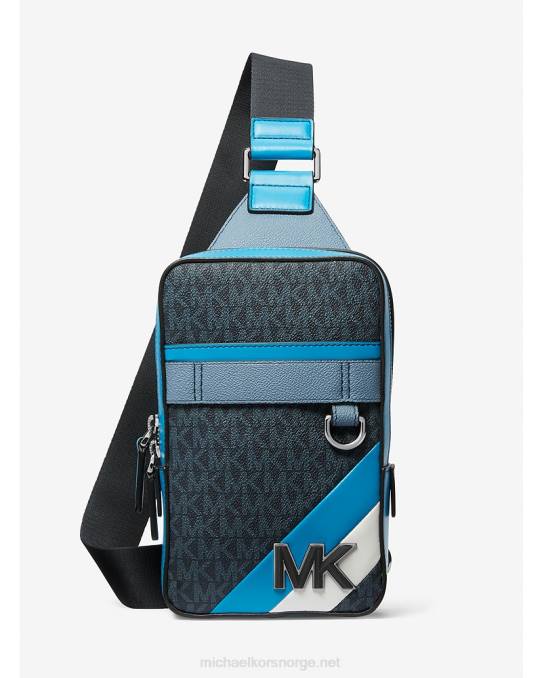 Michael Kors hudson logo stripe slyngepakke kvinner LDNL806 basseng