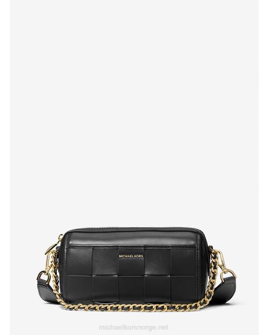 Michael Kors jetset liten crossbody-veske i vevd skinn kvinner LDNL885 svart