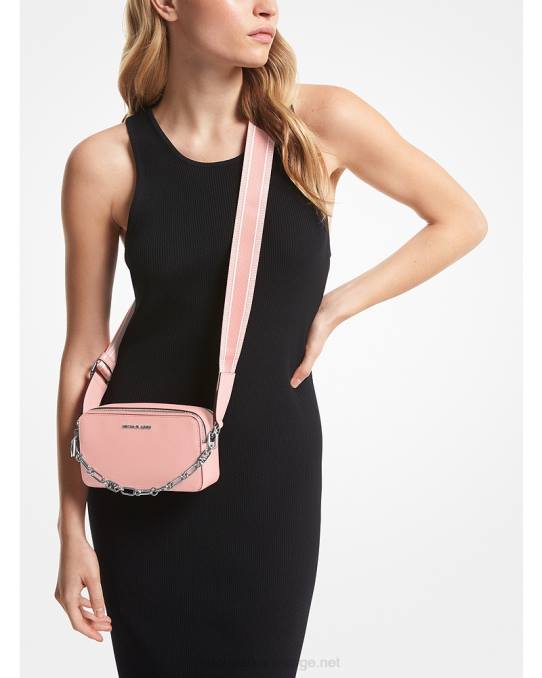 Michael Kors jetset liten kameraveske med dobbel glidelås i rullestein kvinner LDNL741 rosa