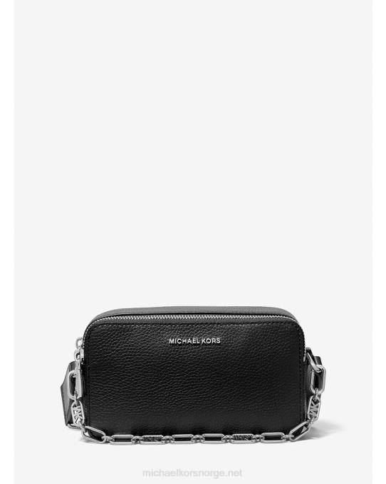 Michael Kors jetset liten kameraveske med dobbel glidelås i rullestein kvinner LDNL746 svart