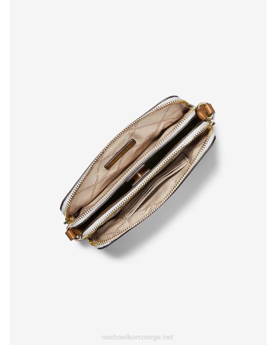 Michael Kors jetset liten logo dobbel glidelås kameraveske kvinner LDNL713 vanilje/eikenøtter