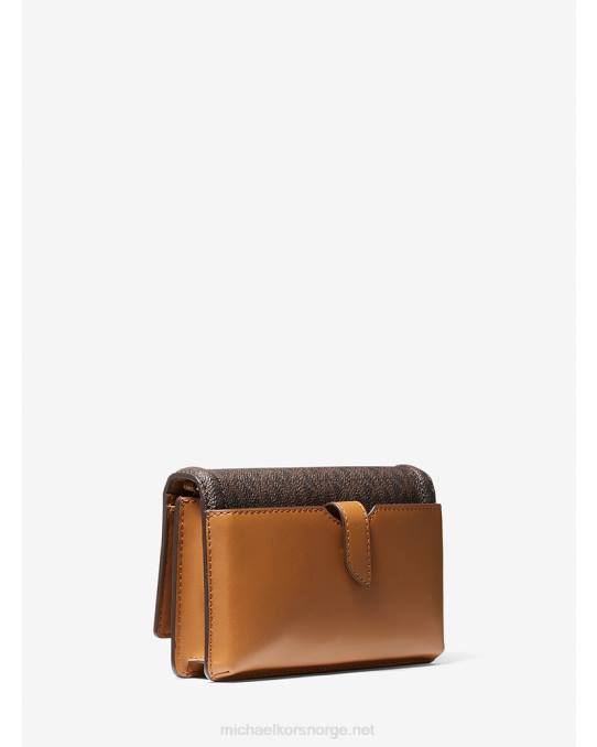 Michael Kors jetset liten logo smarttelefon konvertibel crossbody bag kvinner LDNL756 brun/eikenøtt