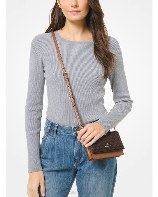 Michael Kors jetset liten logo smarttelefon konvertibel crossbody bag kvinner LDNL756 brun/eikenøtt