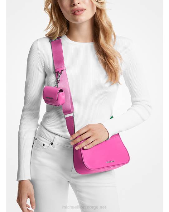 Michael Kors jetset medium nylon gabardin crossbody bag med etui for apple airpods pro kvinner LDNL725 cerise