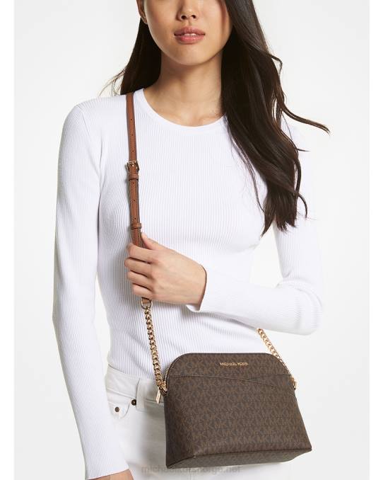 Michael Kors jetset reise medium crossbody bag med kuppel med logo kvinner LDNL774 brun