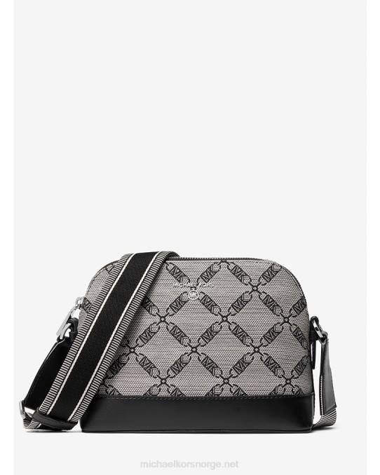 Michael Kors jetset stor empire-logo med jacquard-kuppel crossbody-veske kvinner LDNL846 naturlig/svart