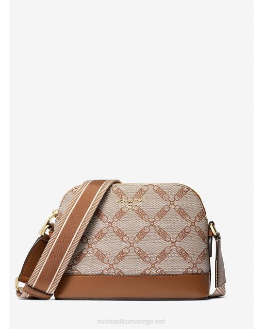 Michael Kors jetset stor empire-logo med jacquard-kuppel crossbody-veske kvinner LDNL855 naturlig/bagasje