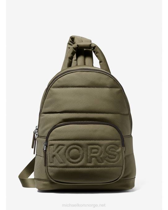 Michael Kors kent vattert resirkulert nylon slyngepakke kvinner LDNL785 oliven