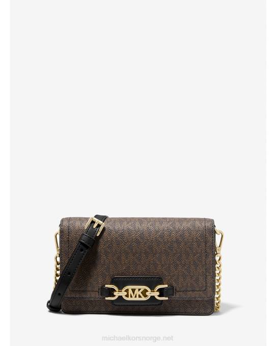 Michael Kors lyng ekstra liten crossbody-veske med logo kvinner LDNL897 brun svart