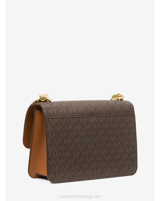 Michael Kors lyng stor skulderveske med logo kvinner LDNL834 brun/eikenøtt