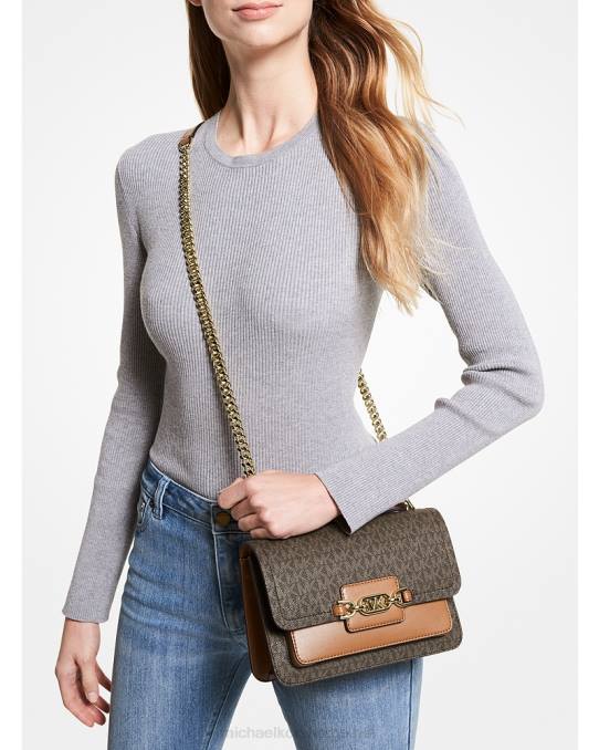 Michael Kors lyng stor skulderveske med logo kvinner LDNL834 brun/eikenøtt