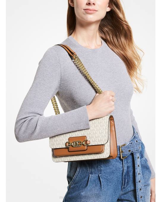 Michael Kors lyng stor skulderveske med logo kvinner LDNL837 vanilje/eikenøtter