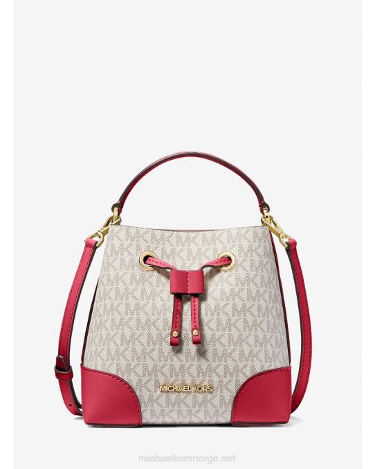 Michael Kors mercer liten bøttepose med logo kvinner LDNL910 karminrosa multi