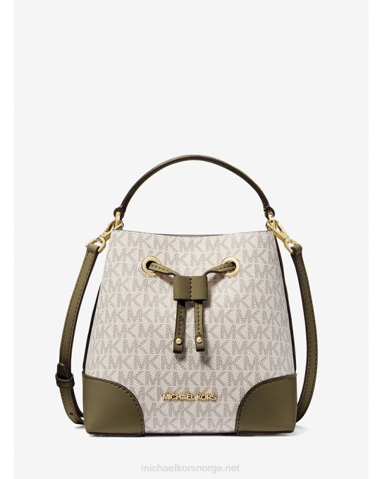 Michael Kors mercer liten bøttepose med logo kvinner LDNL912 oliven kombinasjon