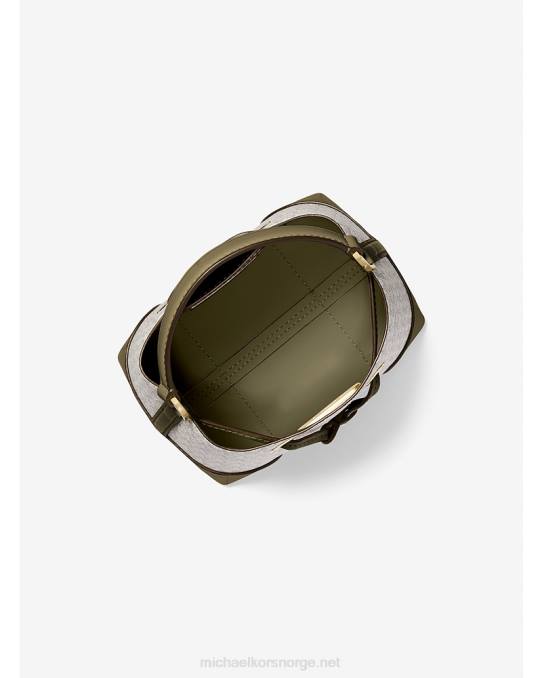 Michael Kors mercer liten bøttepose med logo kvinner LDNL912 oliven kombinasjon