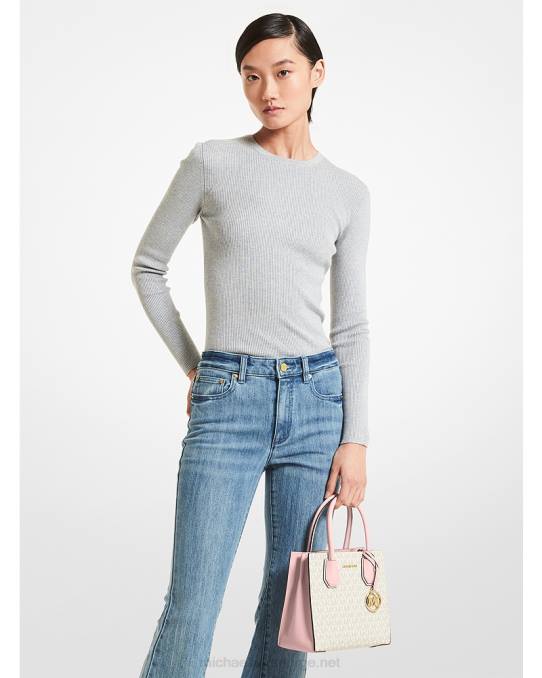 Michael Kors mercer medium logo og trekkspillveske i skinn kvinner LDNL972 pwd blsh mlt