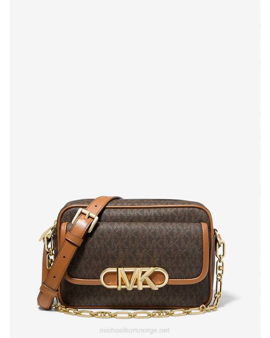 Michael Kors parker crossbody-veske med medium logo kvinner LDNL693 brun/eikenøtt