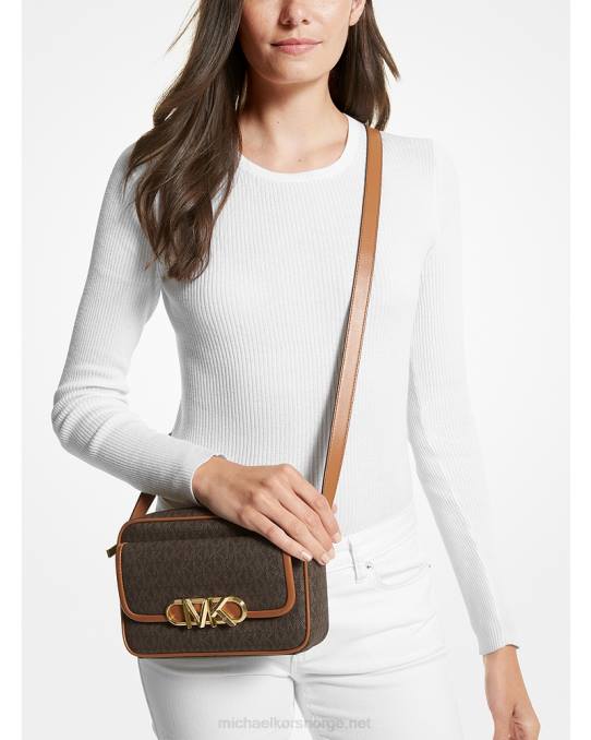 Michael Kors parker crossbody-veske med medium logo kvinner LDNL693 brun/eikenøtt