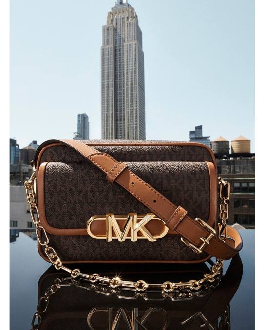 Michael Kors parker crossbody-veske med medium logo kvinner LDNL693 brun/eikenøtt