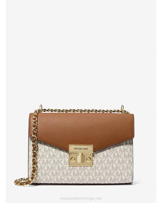 Michael Kors rosa medium logo og skulderveske i kunstskinn kvinner LDNL778 vanilje