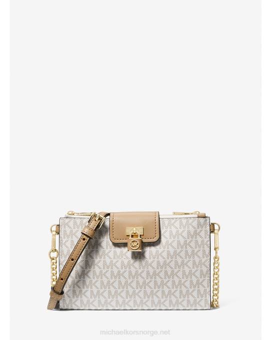 Michael Kors rubin crossbody-veske med liten logo kvinner LDNL734 kamel