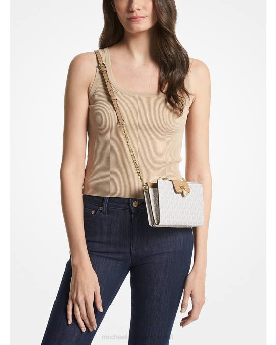 Michael Kors rubin crossbody-veske med liten logo kvinner LDNL734 kamel