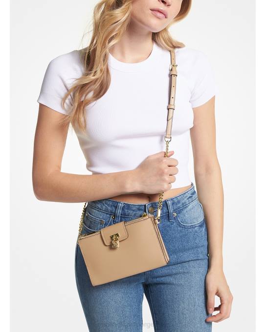 Michael Kors rubin liten crossbody-veske i saffianoskinn kvinner LDNL733 kamel
