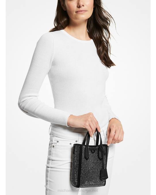 Michael Kors sinclair crossbody-veske med ekstra liten pyntet semsket skinn kvinner LDNL911 svart