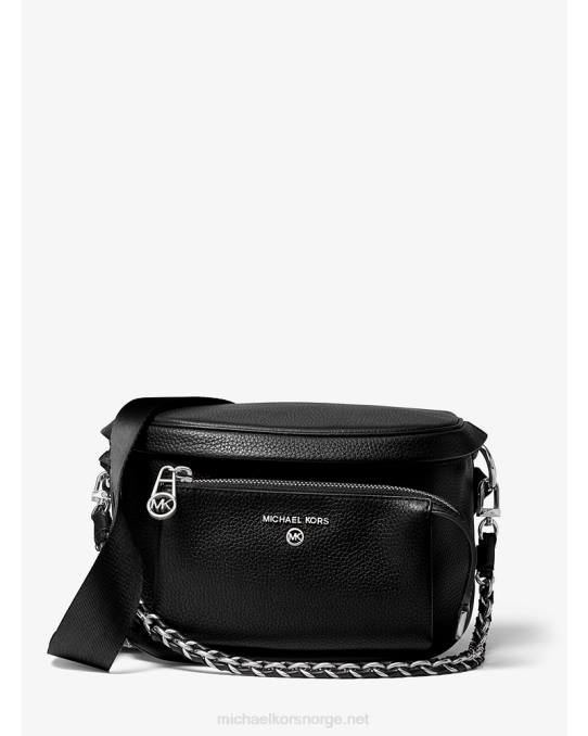 Michael Kors slater middels rullesteinsslynge i skinn kvinner LDNL958 svart