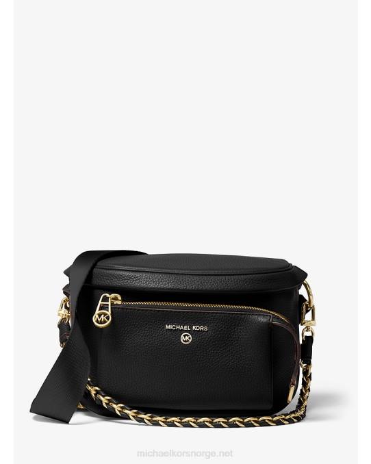 Michael Kors slater middels rullesteinsslynge i skinn kvinner LDNL962 svart