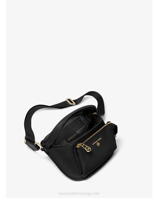 Michael Kors slater middels rullesteinsslynge i skinn kvinner LDNL962 svart