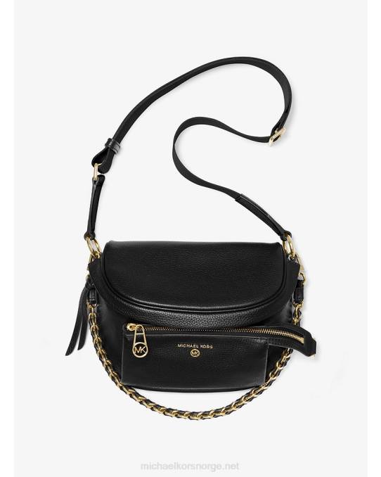 Michael Kors slater middels rullesteinsslynge i skinn kvinner LDNL962 svart