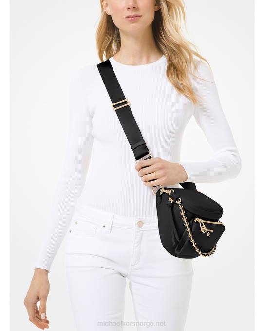 Michael Kors slater middels rullesteinsslynge i skinn kvinner LDNL962 svart