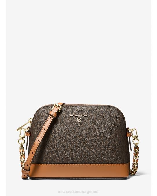 Michael Kors stor crossbody-veske med logokuppel kvinner LDNL934 brun/eikenøtt
